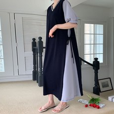 Borimam短袖YoYo大尺碼長版孕婦連身裙 a796