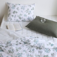 farfe Morning韓國產夏季人造絲薄被+枕套 2入組, 綠色