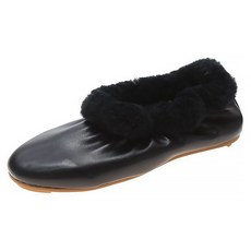 알럽홈 여성용 앵클 퍼 크리스 웜 플랫슈즈