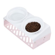 Monspet 粉彩鐵製角度可調雙格陶瓷碗, 粉紅色, 1個