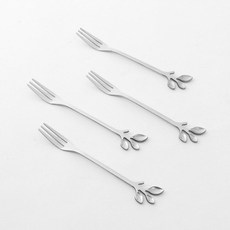 Wine How葉子形狀設計不鏽鋼茶叉, 4個, 銀色