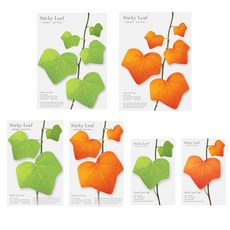 Appree Sticky Leaf 常春藤基礎便利貼 綠色3款 + 紅色3款 C套組, 混合色, 1套