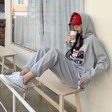 PINKSISLY 女款鬥牛犬連帽運動套裝