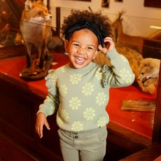 COCONOCO 兒童薄荷萊姆花朵針織衫