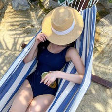 Lehanu 基本款 U背 低胸 女款 連身泳裝 cpbw136k55, 海軍藍