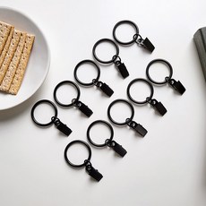 Maison Textile 窗簾夾 環形 10件組, 黑色