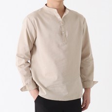 지지블랙 남성용 애딘 헨리넥 옥스포드 셔츠