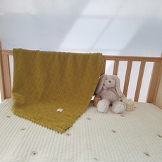 AiRabbit 嬰幼兒四季純棉透氣棉毯, 芥末黃