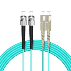 Neon 台灣霓虹 電信級 SC-ST多模10G雙芯 OM3光纖跳線, 湖水藍, 1條, 1m