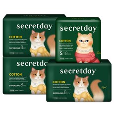secretday 超長夜用棉質衛生棉 8片*3包+棉質小號衛生棉 翼型 18片, 1組