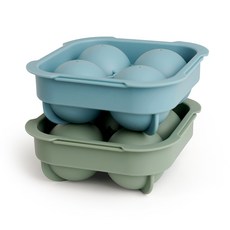 圓形冰塊模具 2件組, 天藍色+森林綠色, 1組