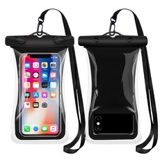 지비비 프리미엄 휴대폰 방수팩 + 스트랩 세트, 블랙, 2세트