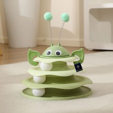 DING DONG PET 貓咪蜜蜂3層軌道球玩具, 綠色, 1個