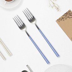 RAONNURI 可用於洗碗機的Reve彩色叉子, 天空藍, 2個