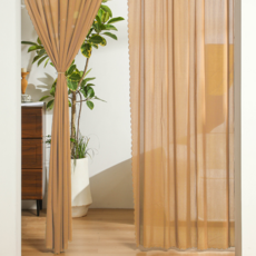 Ecster 現代簡約廚房門窗多用途穿桿式門簾隔斷簾, 沙米色