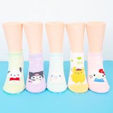 SAESILRO 三麗鷗角色 兒童運動踝襪 5雙組