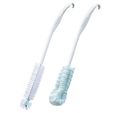 mameita 窄水瓶長毛刷+長柄水瓶洗海綿套組, 1套, 混合顏色