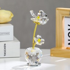 Ez2mk 행운의 4잎클로버 데스크탑 크리스탈 장식 IT60, 화이트