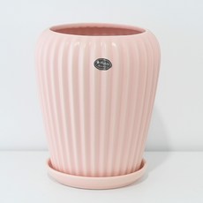 도시정원 모던 원형 스트라이프 크라운 화분 세트 519, 핑크, 1세트