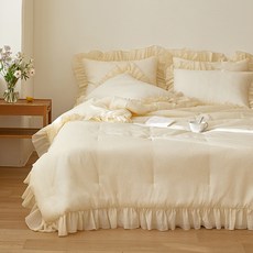 maatila Summer Waltz Snow泡泡紗荷葉邊夏季薄被, 小蒼蘭乳白色