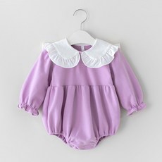 STARDOOR 孩童素色棉質荷葉領包屁衣