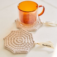 미스티코티타 뜨따티코스터 클라라 뜨개질 DIY 패키지, 1세트, 베이지파우더