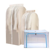 透明收納盒 L號+衣物防塵套 S號+衣物防塵套 L號, 1套, 天空（生活箱）