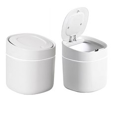 Lifesalim 按壓式桌上型迷你垃圾桶, 白色的, 2個