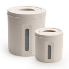 環保圓形密封米桶 2 件套, 白色的