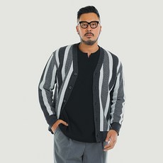 FivexLarge 男性寬鬆版型條紋開襟衫