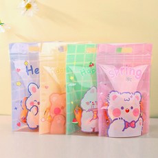 귀여운 캐릭터 구디백 손잡이 지퍼백 답례품 포장봉투, 랜덤발송, 50개