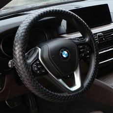 벤오토 트위스트 레더 자동차 핸들커버, 블랙