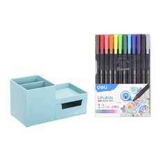 델리 멀티 데스크 오거나이저 8907 + 12색 수성펜 세트, 블루(오거나이저), 1세트
