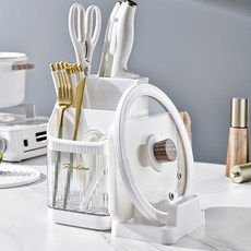 몬드스팟 주방 칸막이 적층 젓가락 조리도구 칼 뚜껑 수저통 냄비뚜껑 YY57416, 화이트, 1개