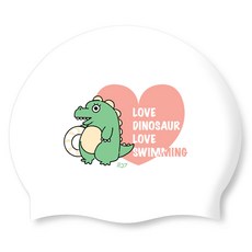 SD7 矽膠泳帽 Dino Love, 白色, 1個