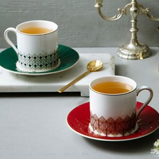 HANKOOK CHINAWARE 印花咖啡杯盤組, 玉，銹, 1套