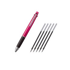 JETSTREAM 金屬 3 色高級圓珠筆 0.5mm + 筆芯 0.5mm 黑色 5p, 粉色 (800), 1套