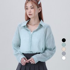 Awesomearound 女款細肩背心+透膚皺褶長袖襯衫組