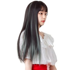 GABAL WITH 寬版彩色亮點直髮髮片4入 + 金蔥髮絲接髮組合, 深卡其色(彩色髮片), 隨機出貨(接髮), 1個