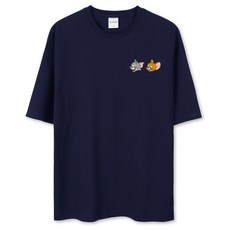 湯姆貓與傑利鼠 寬鬆版 短袖T恤 WBTJOT2004F, 深海軍藍