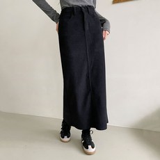 Planday 女款厚實內刷毛Ketty燈芯絨彈性長裙 中長裙