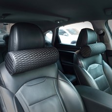 VRONCO 車用頸枕 網眼圓筒型頸枕 頭枕, 黑色, 2個