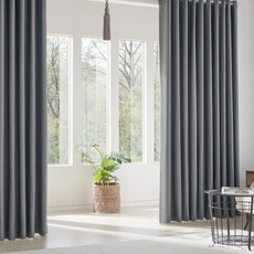 Miso Home 記憶形態 真實雙面掛鉤式遮光窗簾 2p, 炭灰色