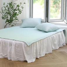 베이직톤 여름 냉감 3중직 줄누비 큰 밴드 침대패드 고정형, 민트