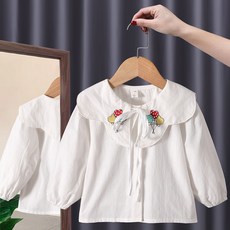 Arbe 女童泡泡袖刺繡上衣