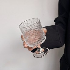 파라주니 양각 입체패턴 와인잔 아이스컵 언더락 유리잔 컵 베고니아 HJ0325, 2개