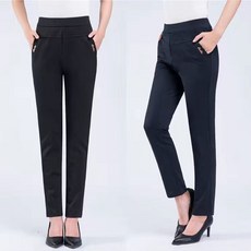 Elsso 女款大尺碼超彈力鬆緊帶LOGO高爾夫日常長褲2件組