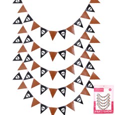 PARTYSHOW 萬聖節紙質三角旗幟 骷髏波浪, 5個, 混和色