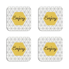 可愛簡約珪藻土杯墊 B35 4入組, 款式19