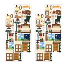 솔룸 다이어리 꾸미기 다용도 스티커, 베드룸, 4개